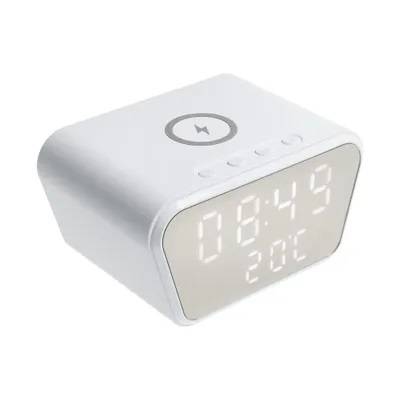 Caricabatterie a induzione 15W CFNZ01 con orologio e termometro bianco