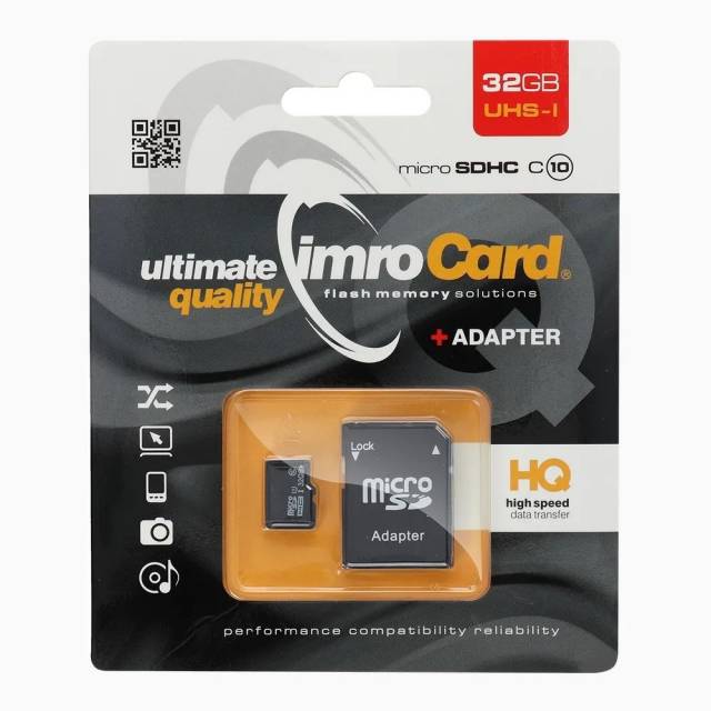 CARTA MEMORIA IMRO micro SD 32GB classe 10 UHS con adattatore SD