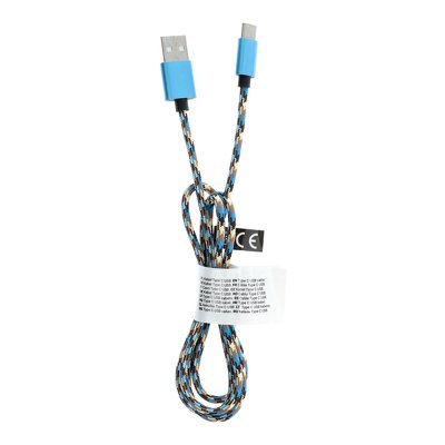 Cavo USB - Tipo C 2.0 Nylon C248 1 metro, azzurro