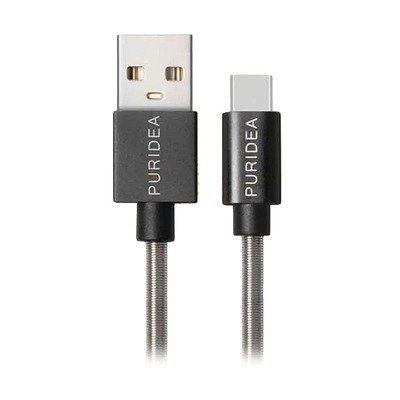 PURIDEA kabel USB - Typ C 2.0 L18 2.4A stop allumium 2 metry czarny