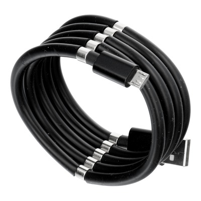 Kabel USB - Micro magnetycznie zwijany 2,4A C689 czarny 1 metr