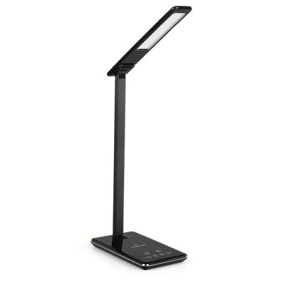Lampada da tavolo LED con stand per carica wireless Qi - nera