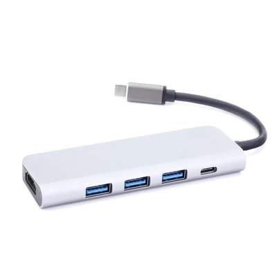 Adattatore HUB Tipo C 7in1 per MacBook alluminio (HDMI, SD card, TF card, USB C, 3 x USB 3.0)