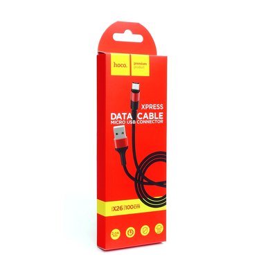 HOCO kabel USB Micro USB X26 Xpress 1 metr czarno-czerwony