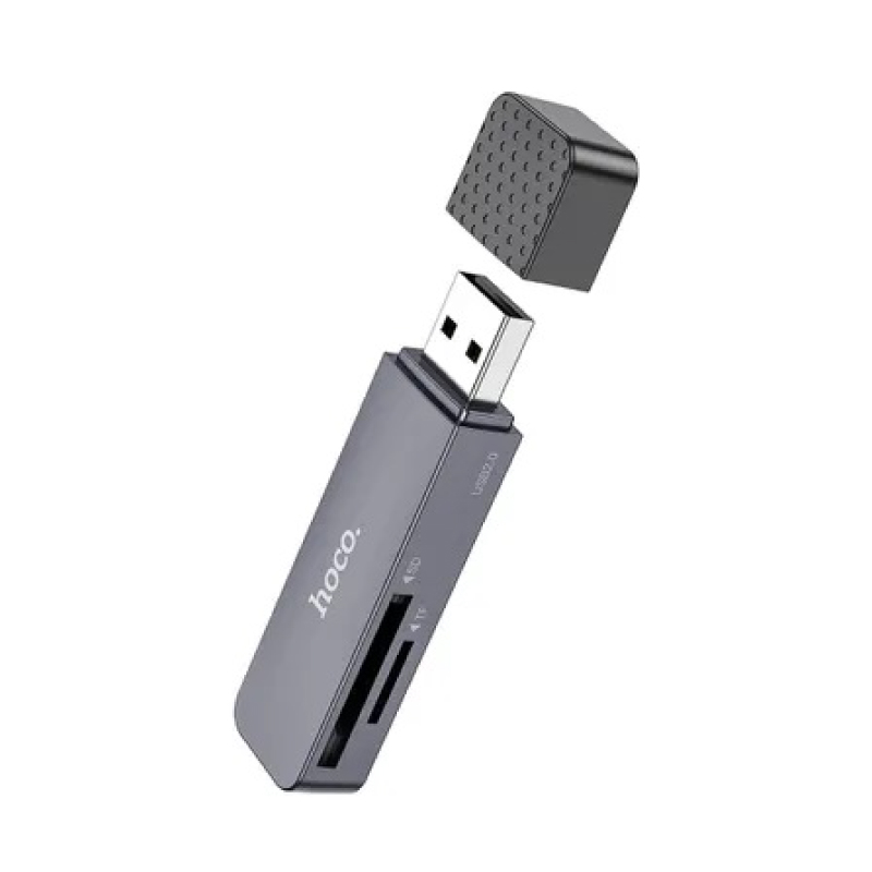 HOCO-lettore-di-schede-di-memoria-2in1-USB-A-2.0-HB45-grigio-