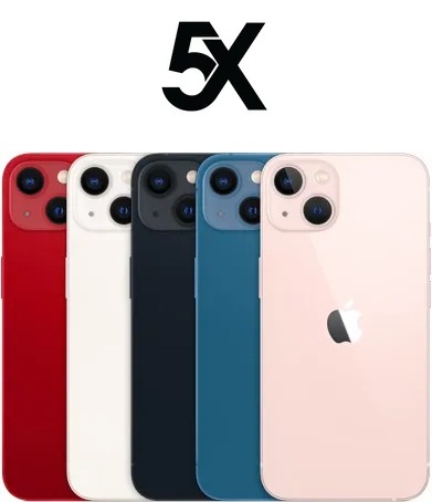 5 x Apple iPhone 13 256gb Batt 100% Usati Grado A+